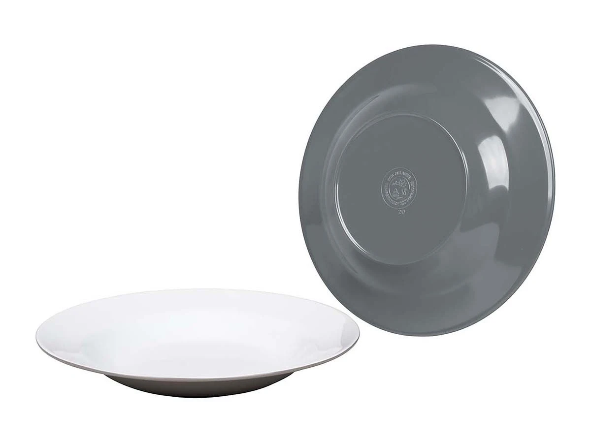 Bo-Camp Two-Tone Set Van 4 Melamine Diepe Borden - Grey 3 Bo-Camp Two-Tone Set Van 4 Melamine Diepe Borden - Grey