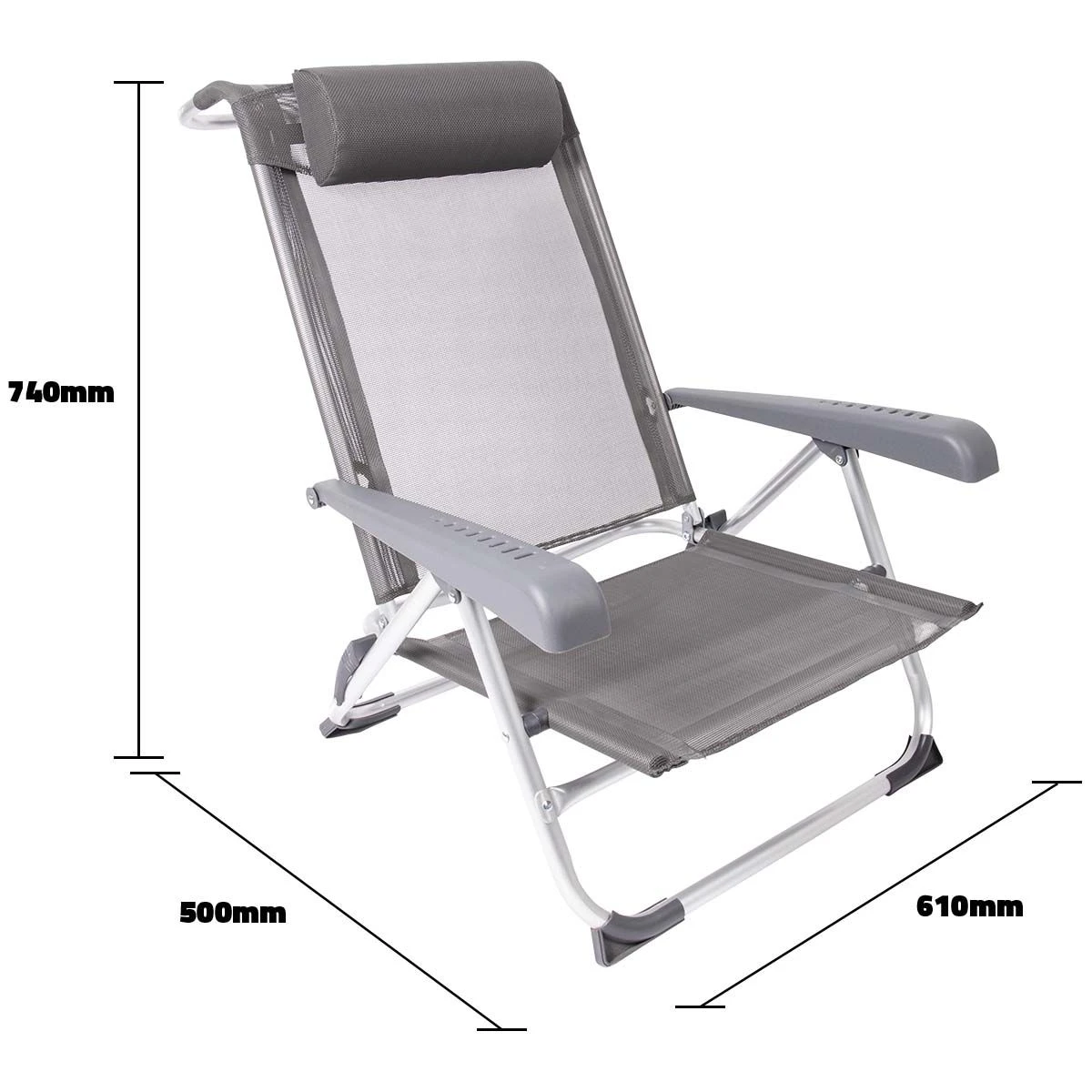 Bo-Camp Saint-Tropez Grey Strandstoel 6 Bo-Camp Saint-Tropez Grey Strandstoel - Afbeelding 4