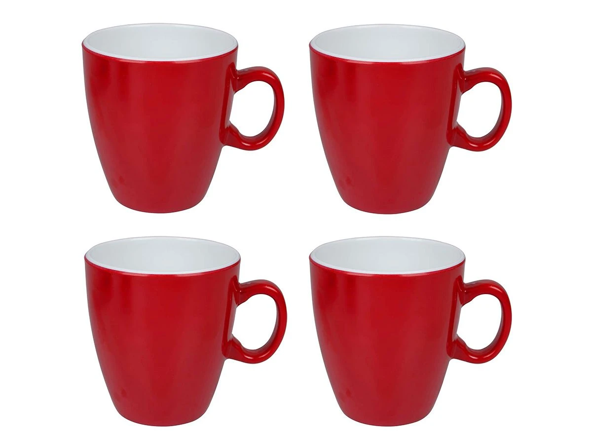 Bo-Camp Two-Tone Set Van 4 Melamine Mokken - Red 3 Bo-Camp Two-Tone Set Van 4 Melamine Mokken - Red