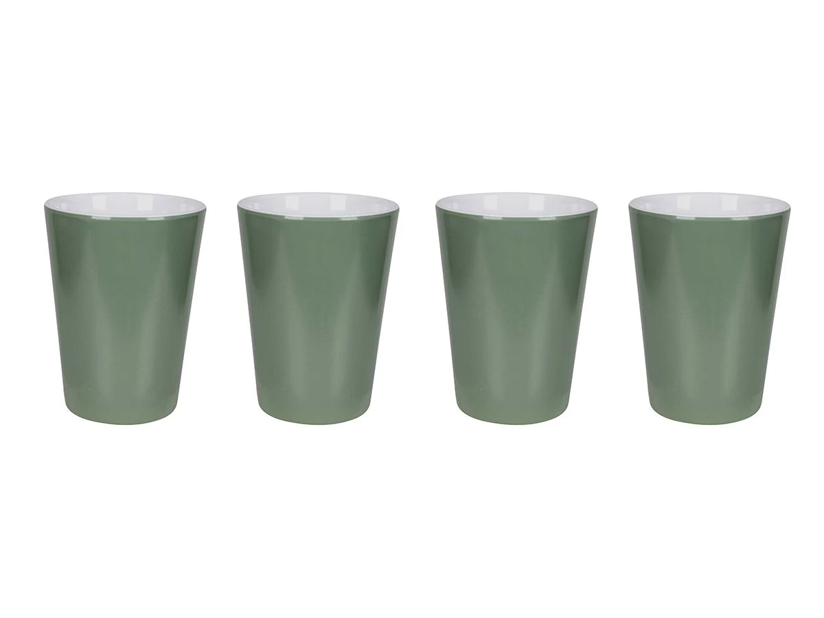 Bo-Camp Two-Tone Set Van 4 Melamine Bekers - Green 3 Bo-Camp Two-Tone Set Van 4 Melamine Bekers - Green